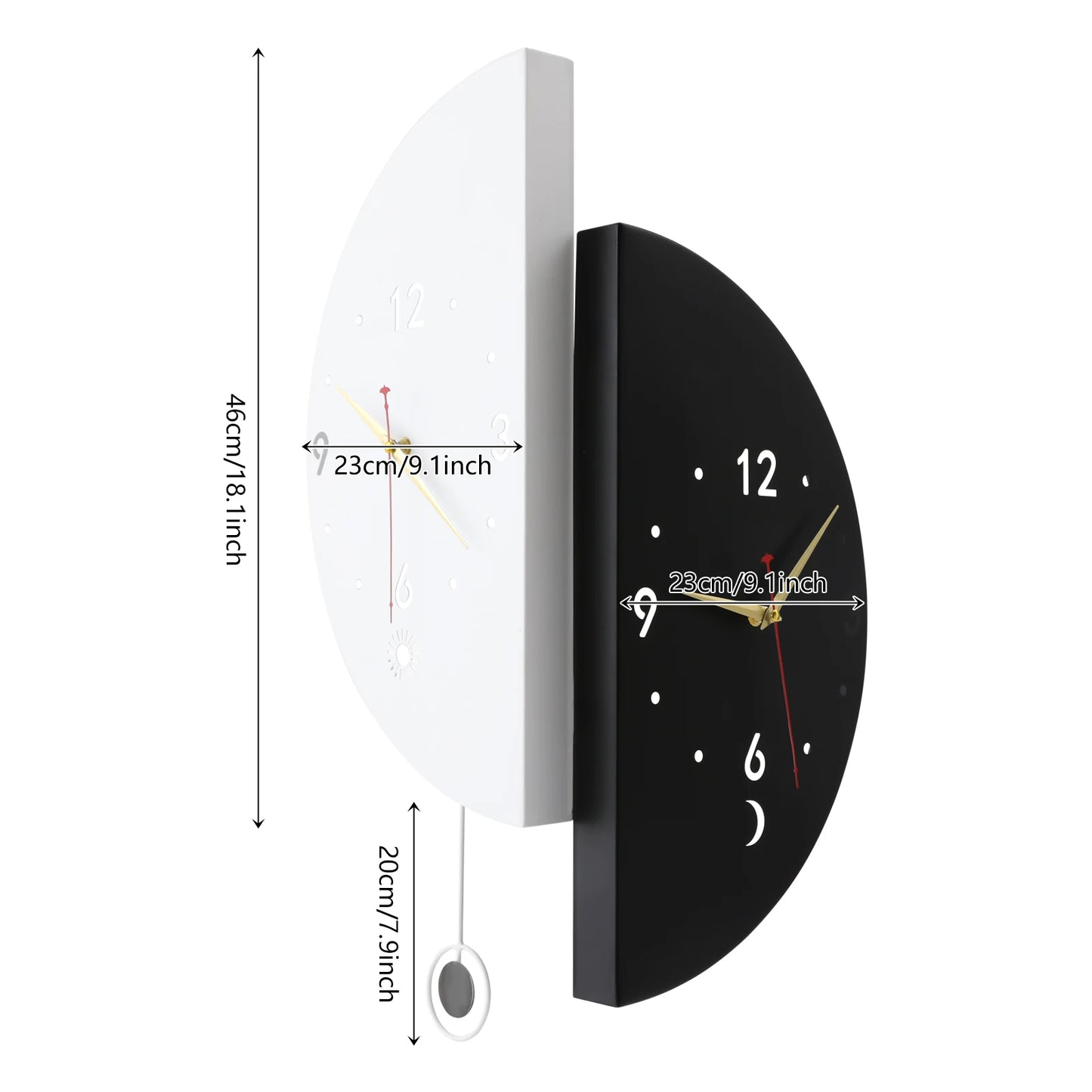 Double Sided Wall Clock 18 Inch Modern Battery Operated Decorative Clock