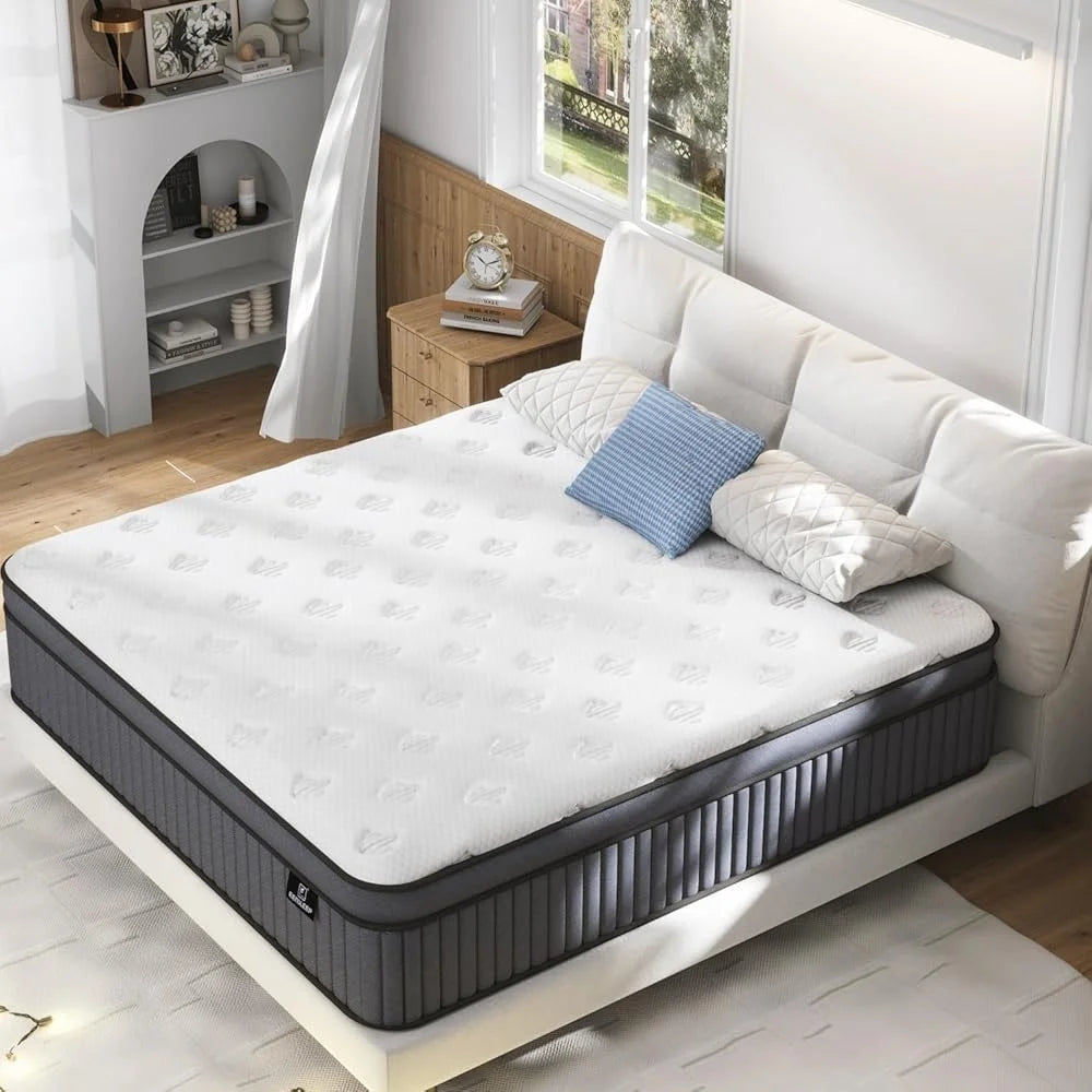 Ljustra 14 Inch Medium Firm Queen Mattress Hybrid Gel Memory Foam Back Pain Relief