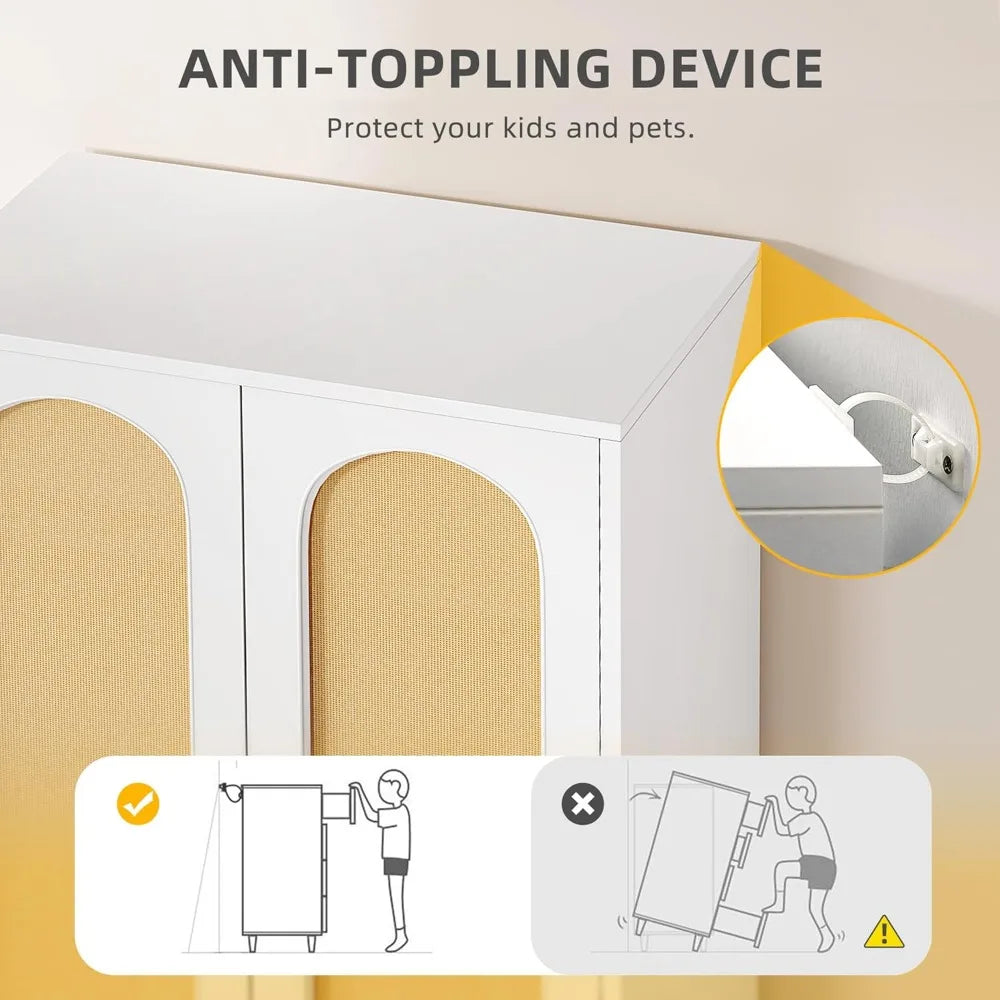 Rattan Wardrobe Closet 70 Inch Tall Large Armoire Storage Cabinet