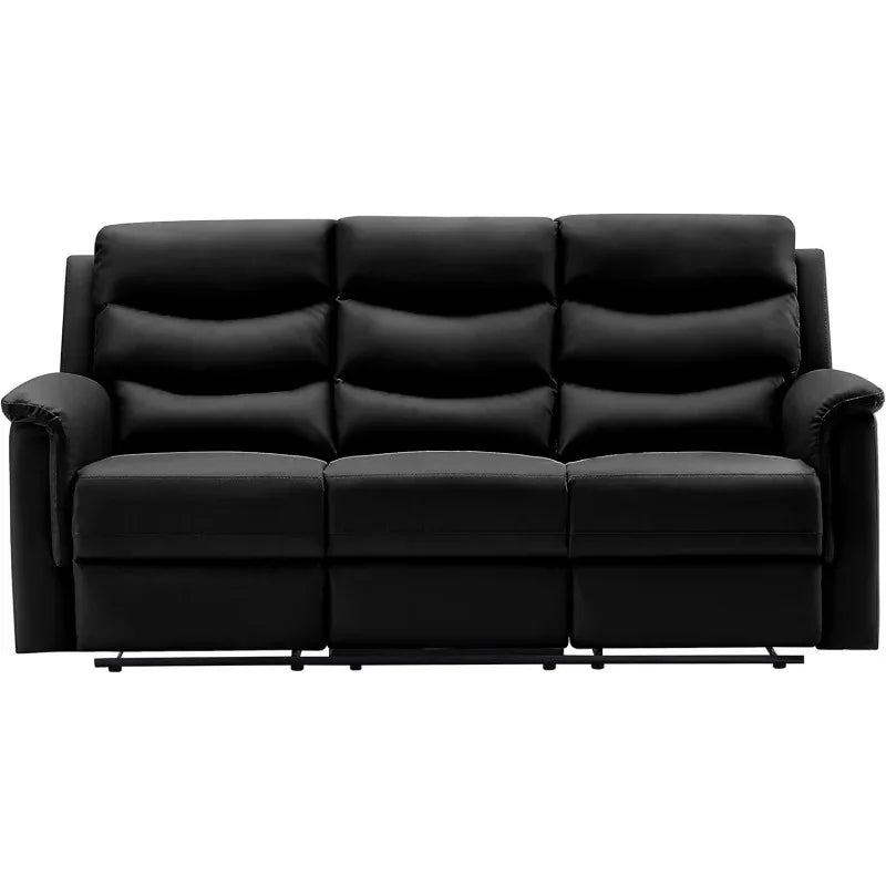 77" Faux Leather Reclining Loveseat Sofa w/ 2 Recliners, Cup Holders, Console – Manual Recliner Couch