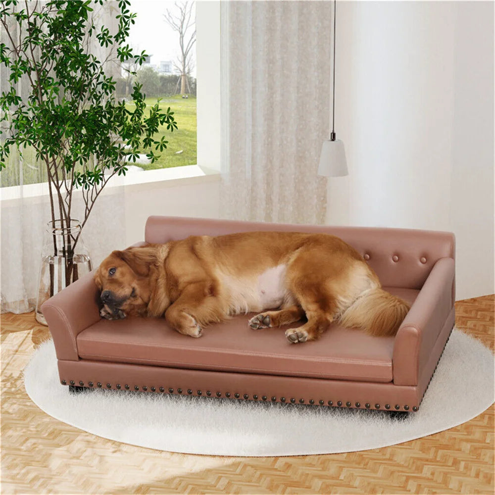 Large Elevated Dog Sofa Waterproof Pet Bed with Removable Cushion