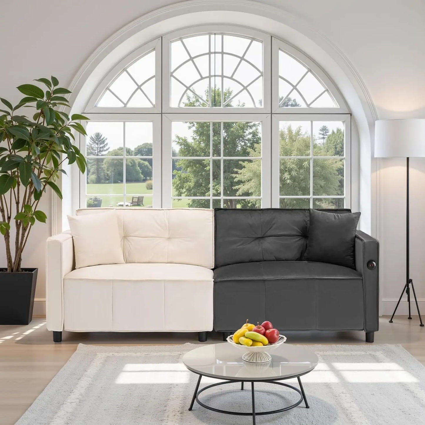 Ljustra 87 Inch Modular Sectional Sofa Velvet Sleeper USB Ports