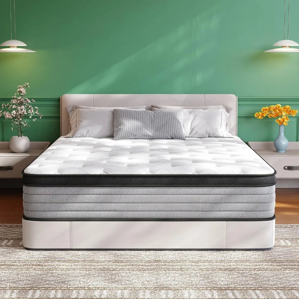 Ljustra Twin Mattress 10 Inch Hybrid Memory Foam Pocket Springs