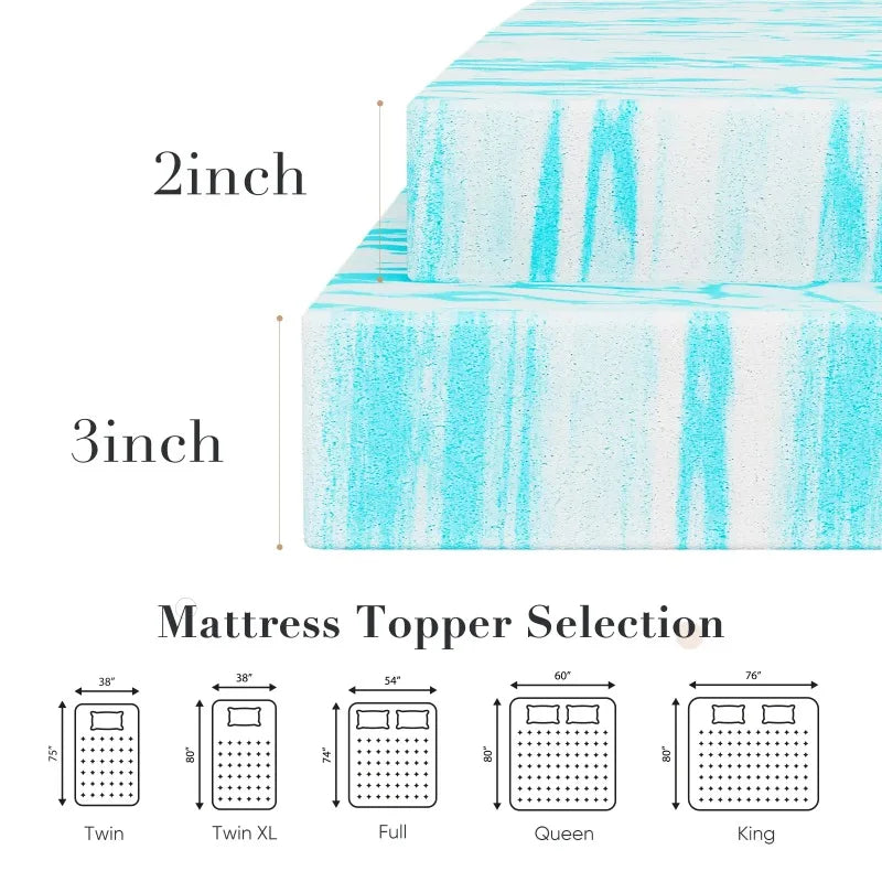 Ljustra 3 Inch Memory Foam Mattress Topper Cooling Gel Technology