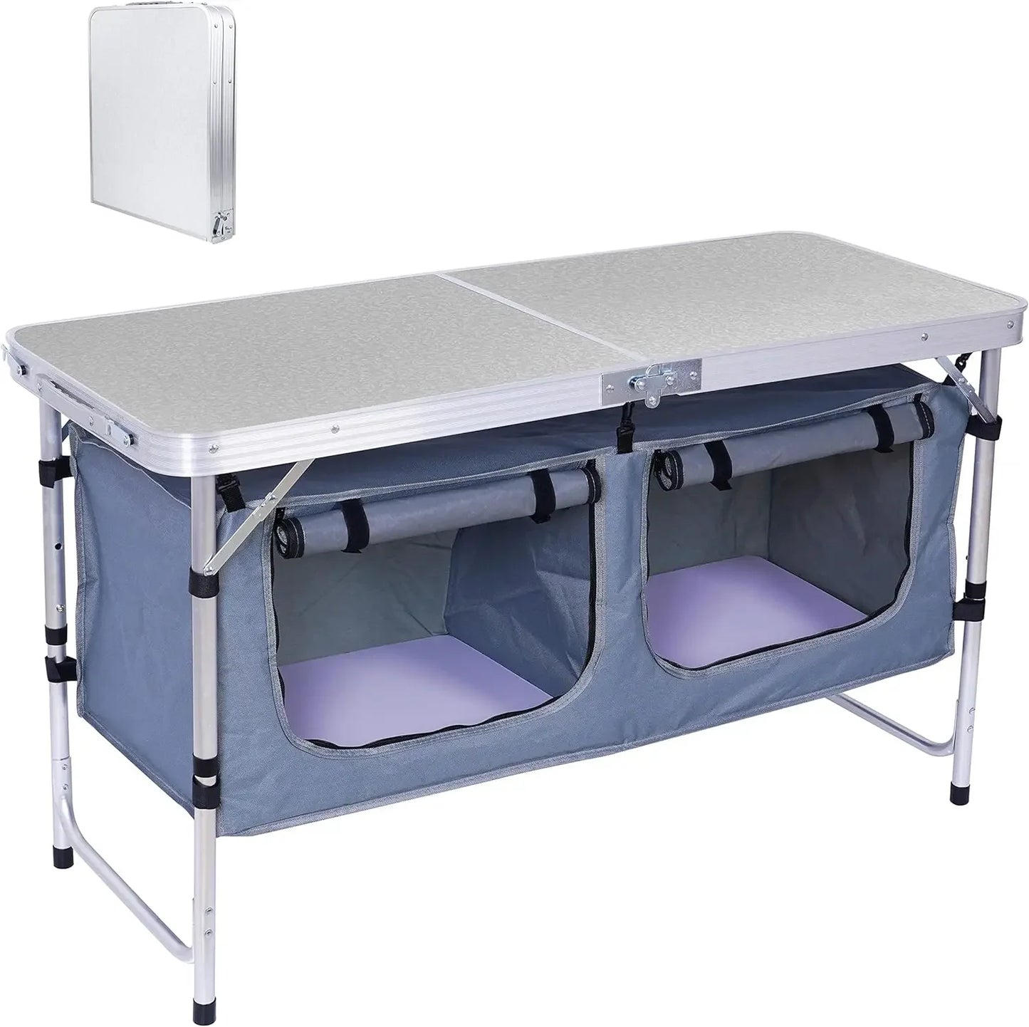 Lightweight Folding Camping Table Height Adjustable Outdoor BBQ Picnic