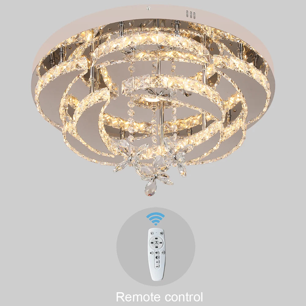 Modern Crystal Chandelier Ceiling Lamp LED Dimmable Pendant Light