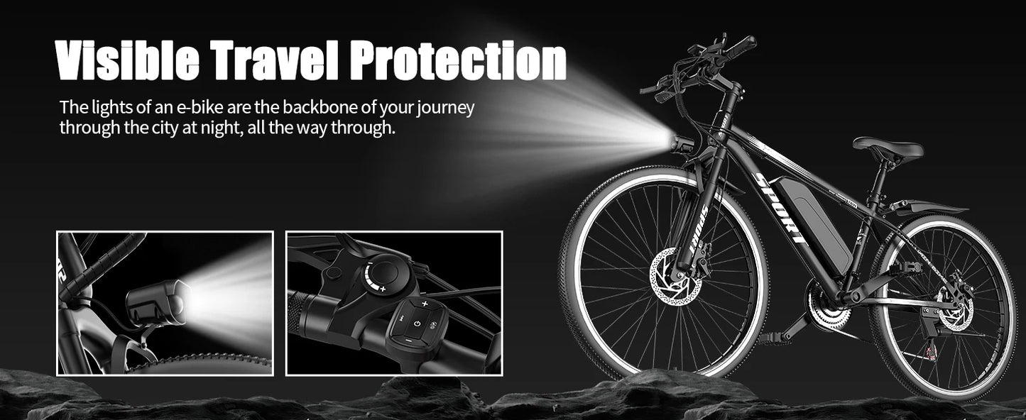 Electric Mountain Bike 750W Motor Removable Battery 25MPH Adult Ebike