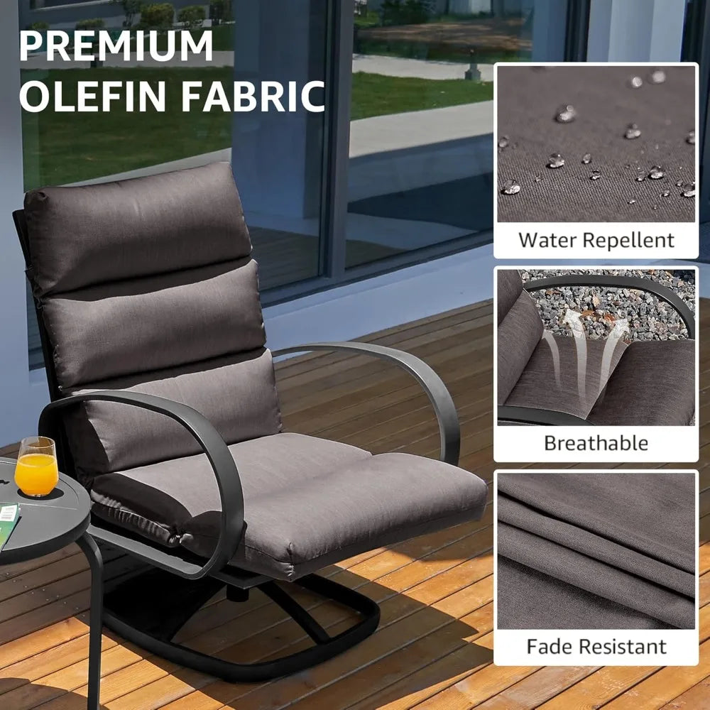 Ljustra Patio Bistro Set 3 Piece Outdoor Swivel Glider Rocking Chairs