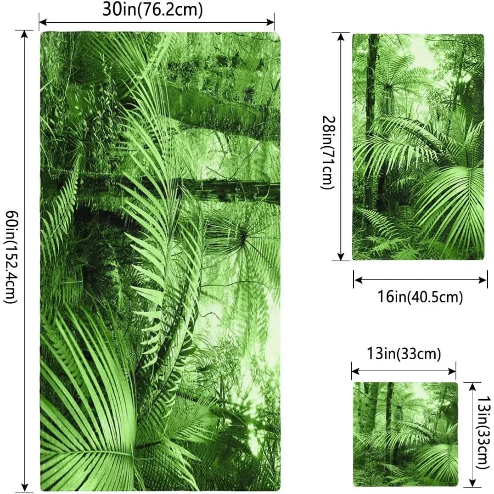 Ljustra 3-Piece Towel Set Bath Hand Wash Cloths Jungle Shrubs