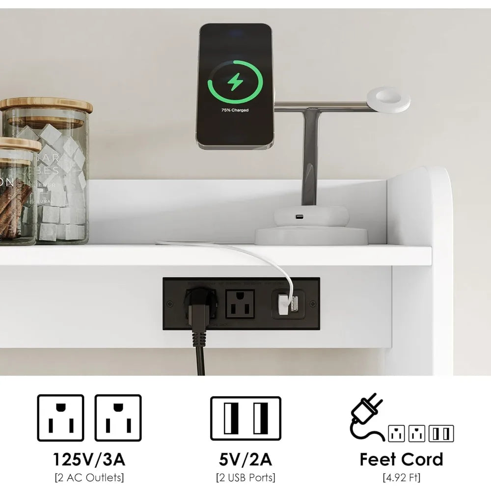 Kitchen Pantry Storage Cabinet Buffet Coffee Bar with Power Outlets