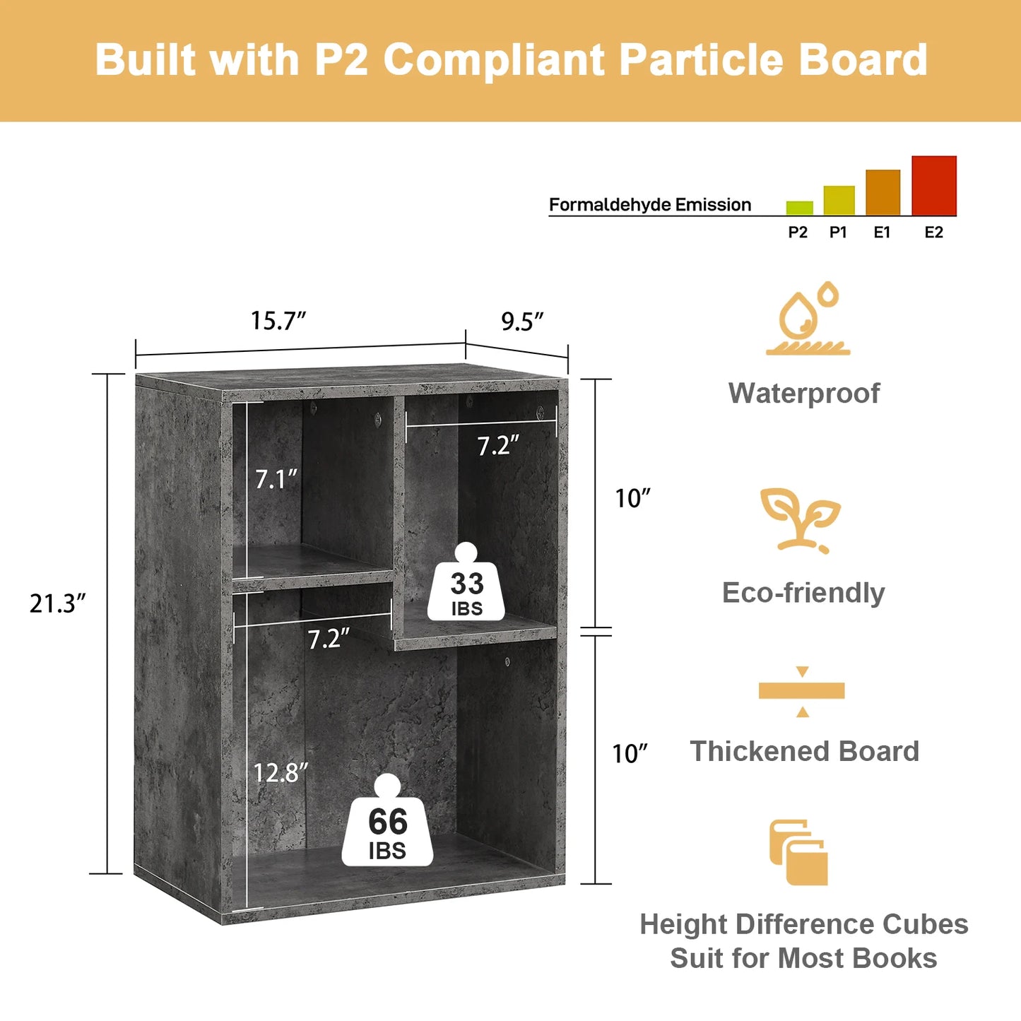 Ljustra Modern 3-Cube Bookshelf Minimalist Storage Organizer