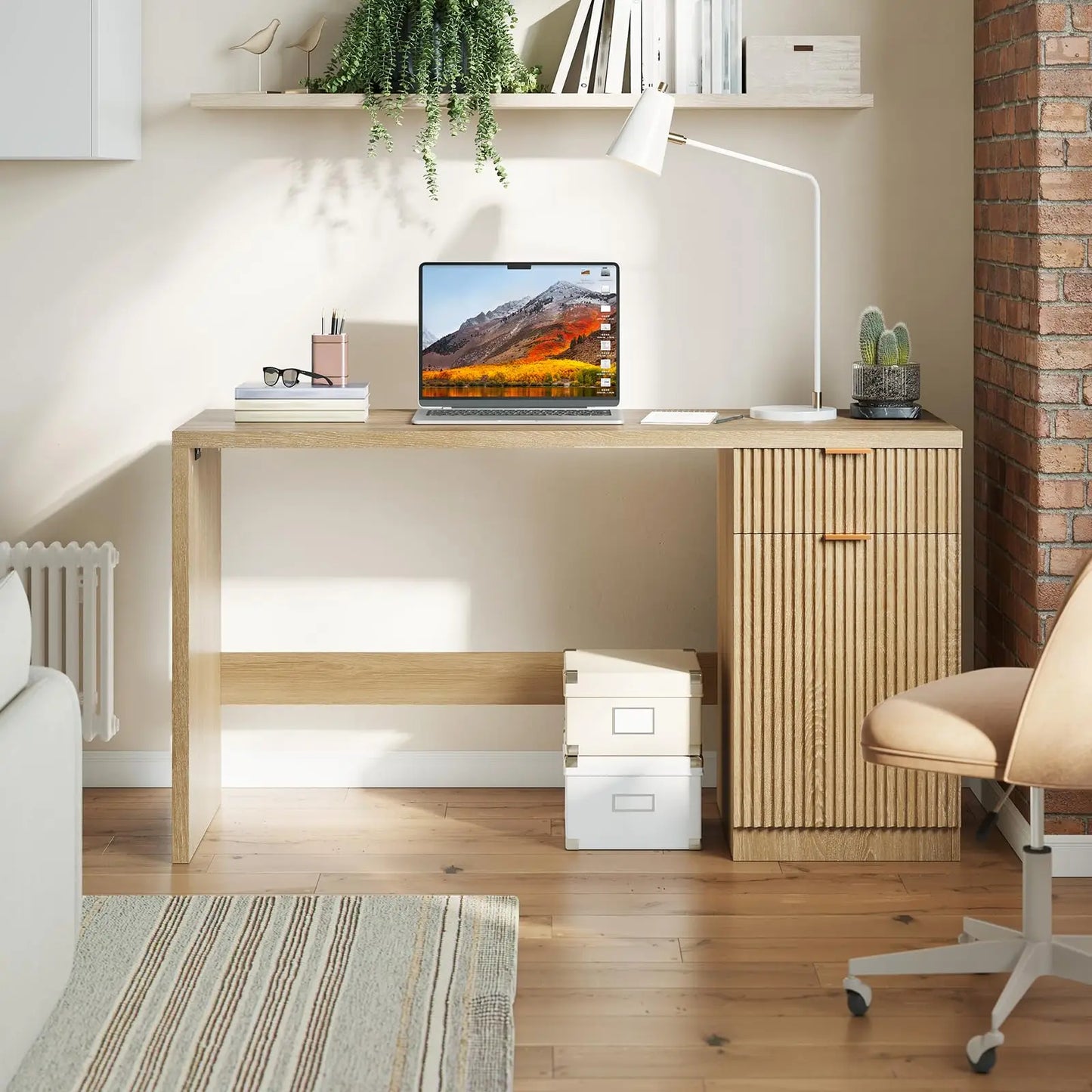 Ljustra 60 Inch Executive Desk Modern Home Office Desk with Storage