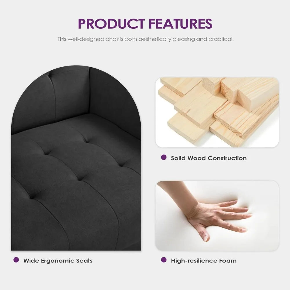 Ljustra Mid-Century Sectional Sofa Set 3 Pieces Loveseat with USB