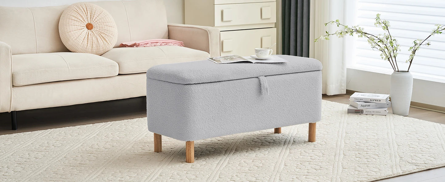 Boucle Storage Ottoman Bench for Bedroom Entryway Home Decor