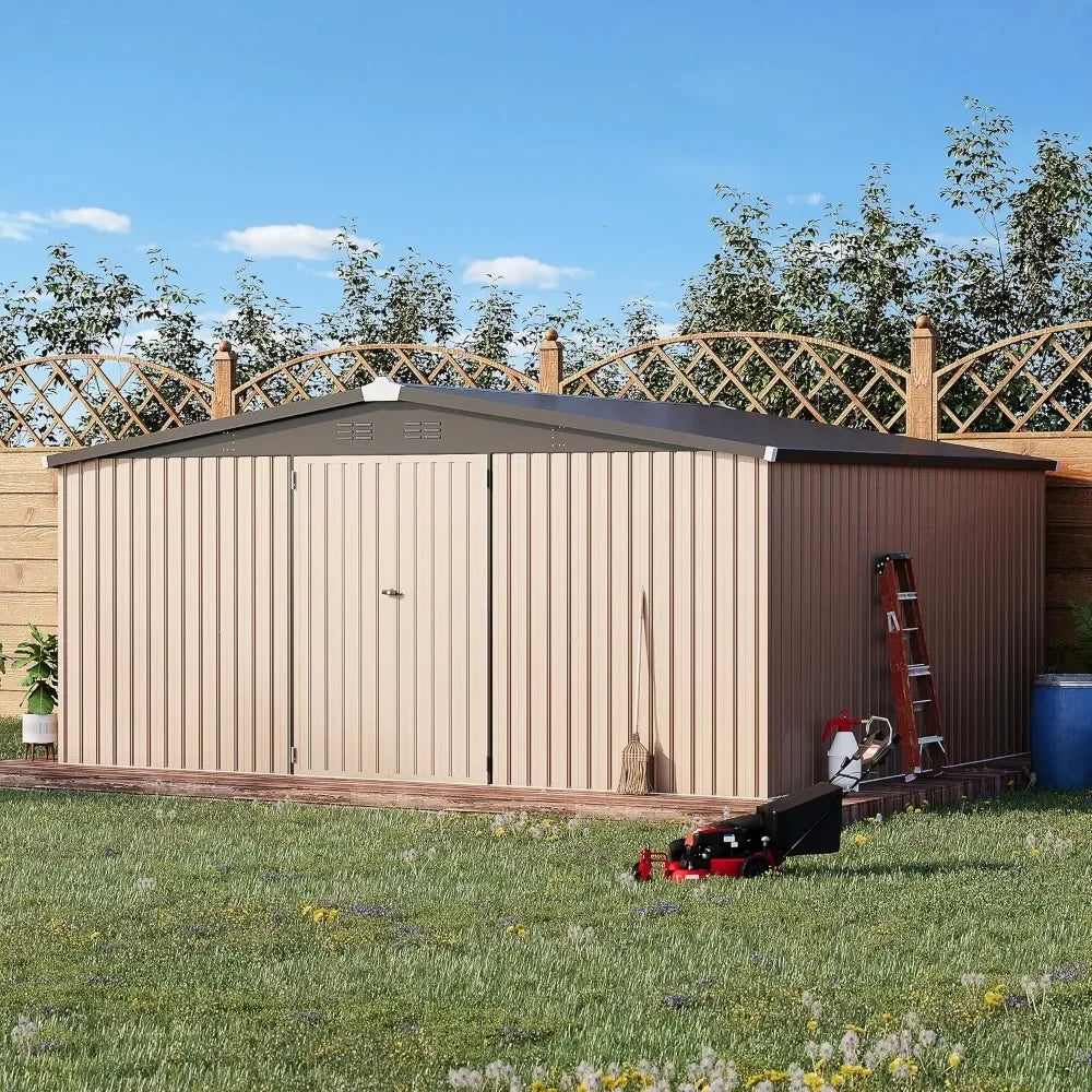 Large 14x12 Metal Storage Shed Outdoor Tool Storage Garden Backyard