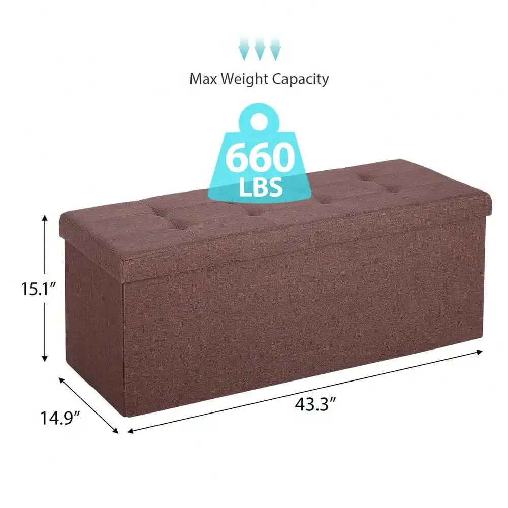Folding Storage Bench Box MDF Seat Footstool for Living Room