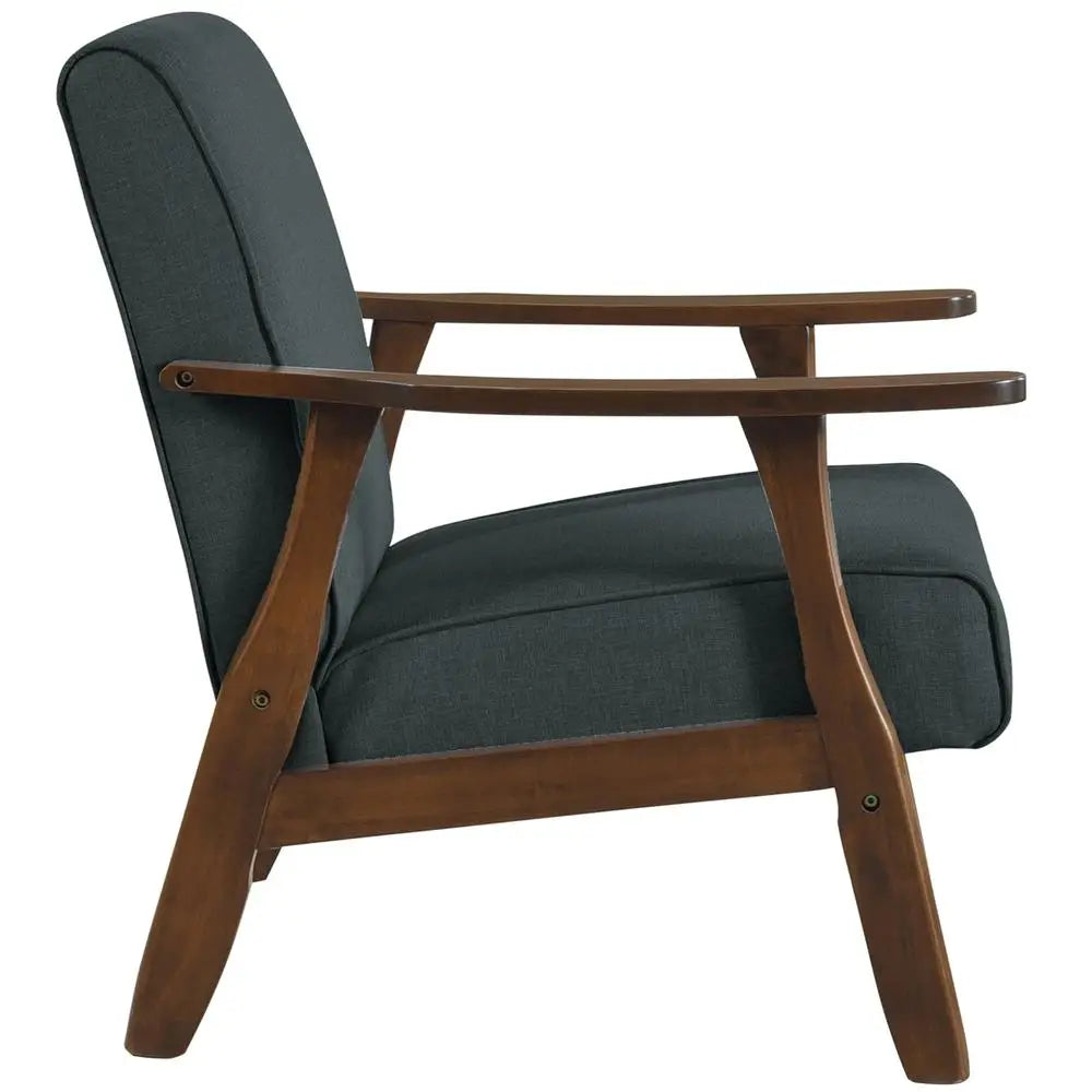 Mid Century Linen Upholstered Accent Chair Solid Wood Frame Ergonomic Design