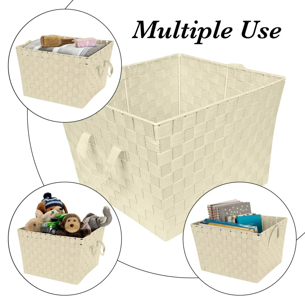 Large Woven Storage Basket Lightweight Durable Organization Tote