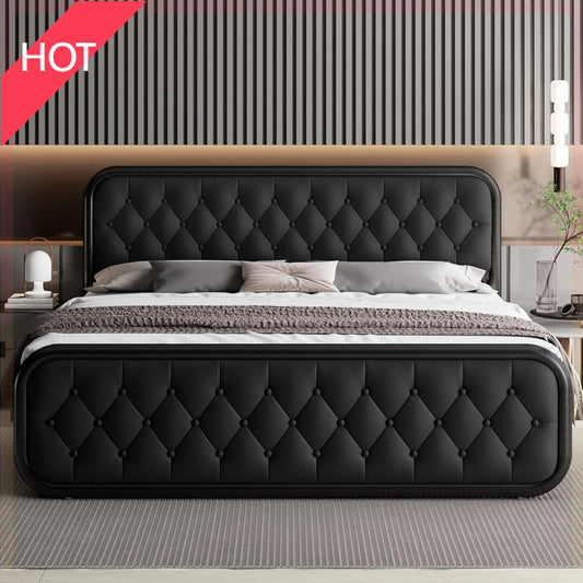 Ljustra King Size Bed Frame Heavy Duty Platform Bed with Storage