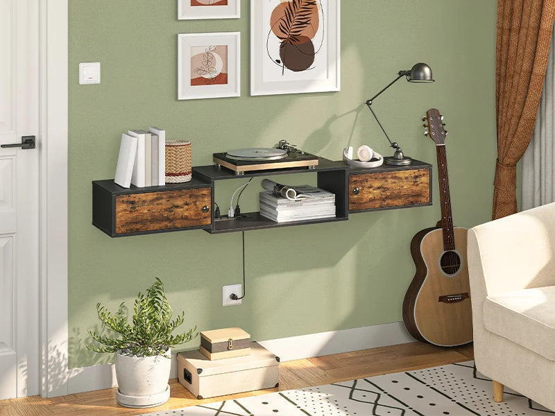 55 Inch Floating TV Stand Modern Wall Mounted Media Console Shelf