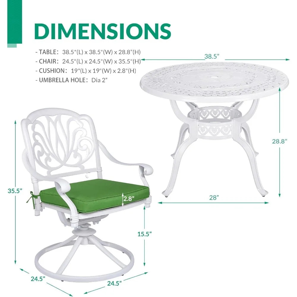 5-Piece Outdoor Patio Dining Set Swivel Chairs Cast Aluminum Furniture