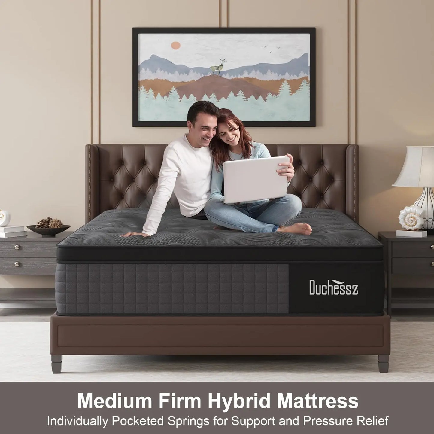 Ljustra 14 Inch Queen Hybrid Mattress Gel Memory Foam Pocket Innerspring