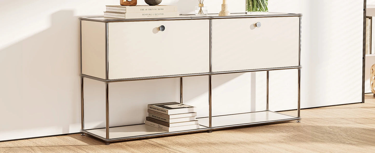 Modular Stainless Steel TV Cabinet Storage Shelf Living Room Furniture