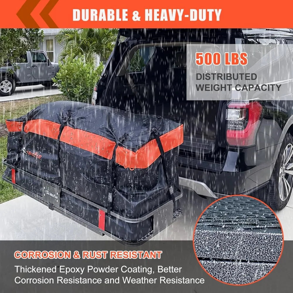 Folding Hitch Mount Cargo Carrier 60"x20" with Waterproof Bag 500lbs