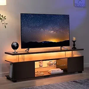Grey LED TV Stand Modern Entertainment Center for 65 Inch TV