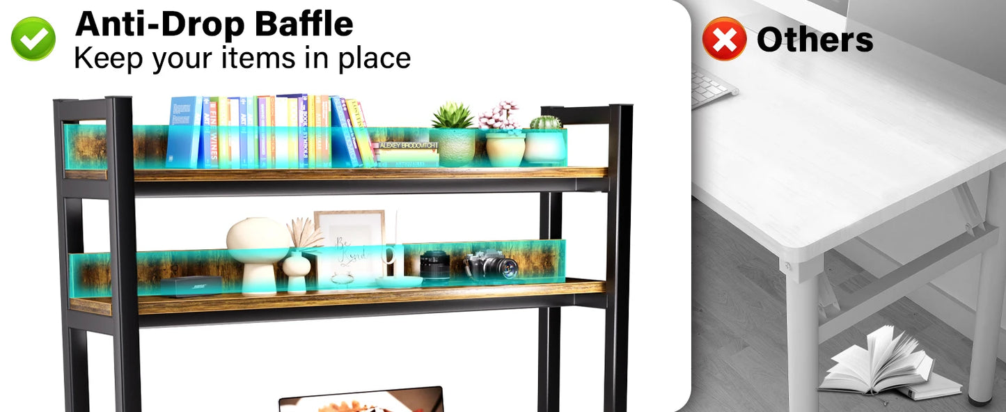 Computer Desk with Shelves 47" W Home Office Study Table Modern Design