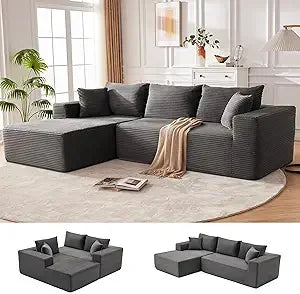 110 Inch Modular Cloud Sectional Couch L-Shaped Deep Seat Sofa