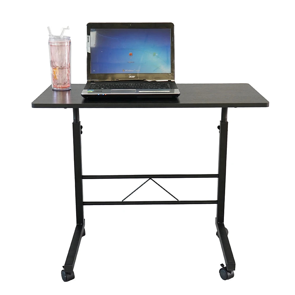 Adjustable Mobile Black Pipe Rack Computer Desk Modern Side Table