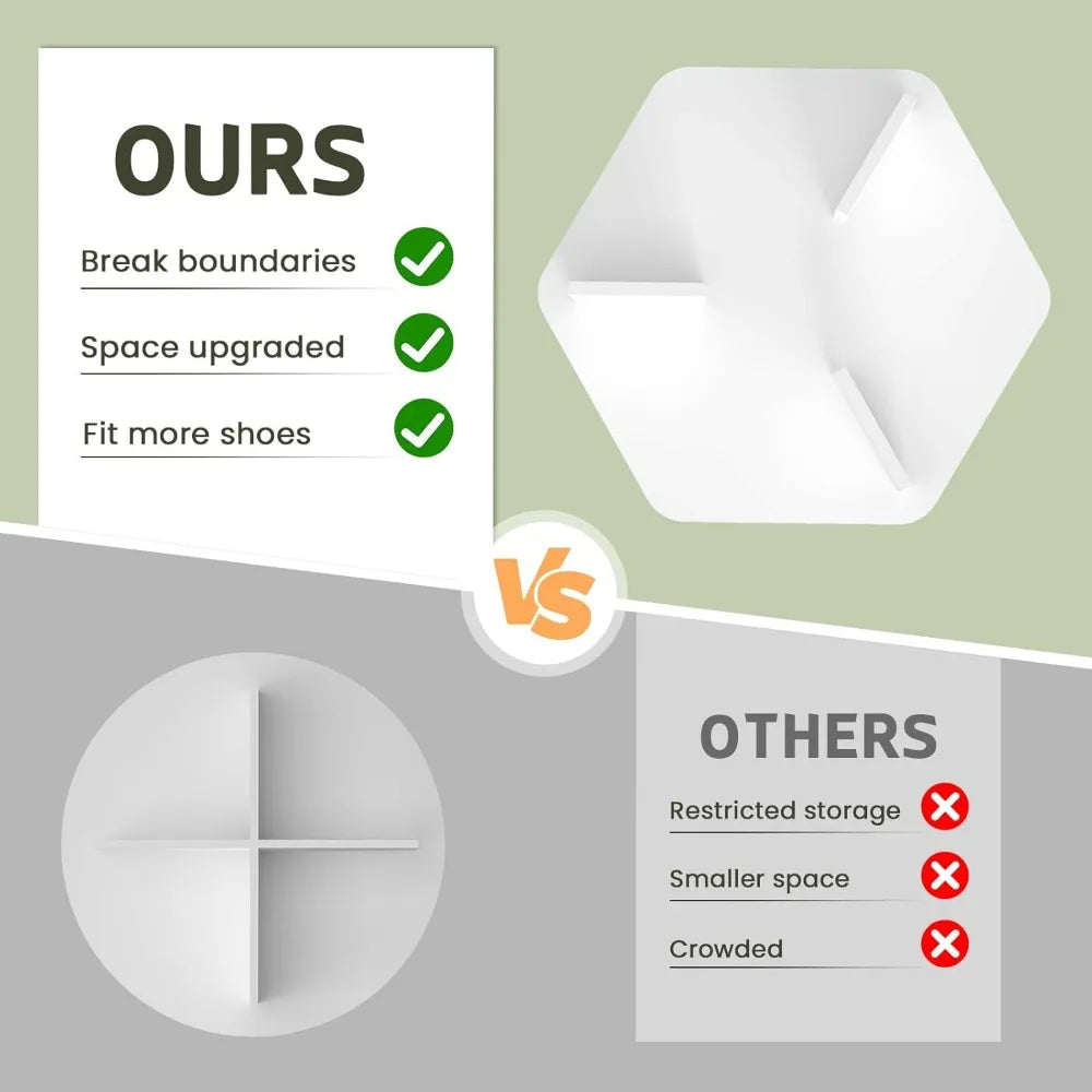 7 Tier Rotating Shoe Rack Wooden Spinning Organizer 360 Storage Tower