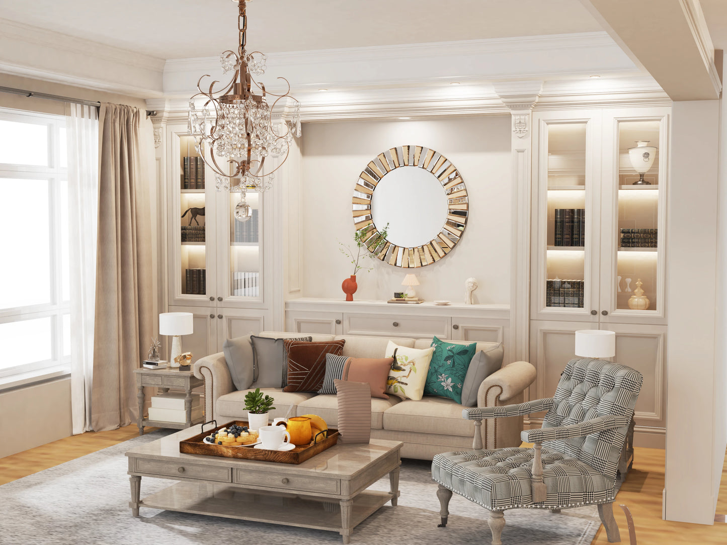 XL Round Enthusiasm Decor Mirror Wall Accent for Hallway Bathroom