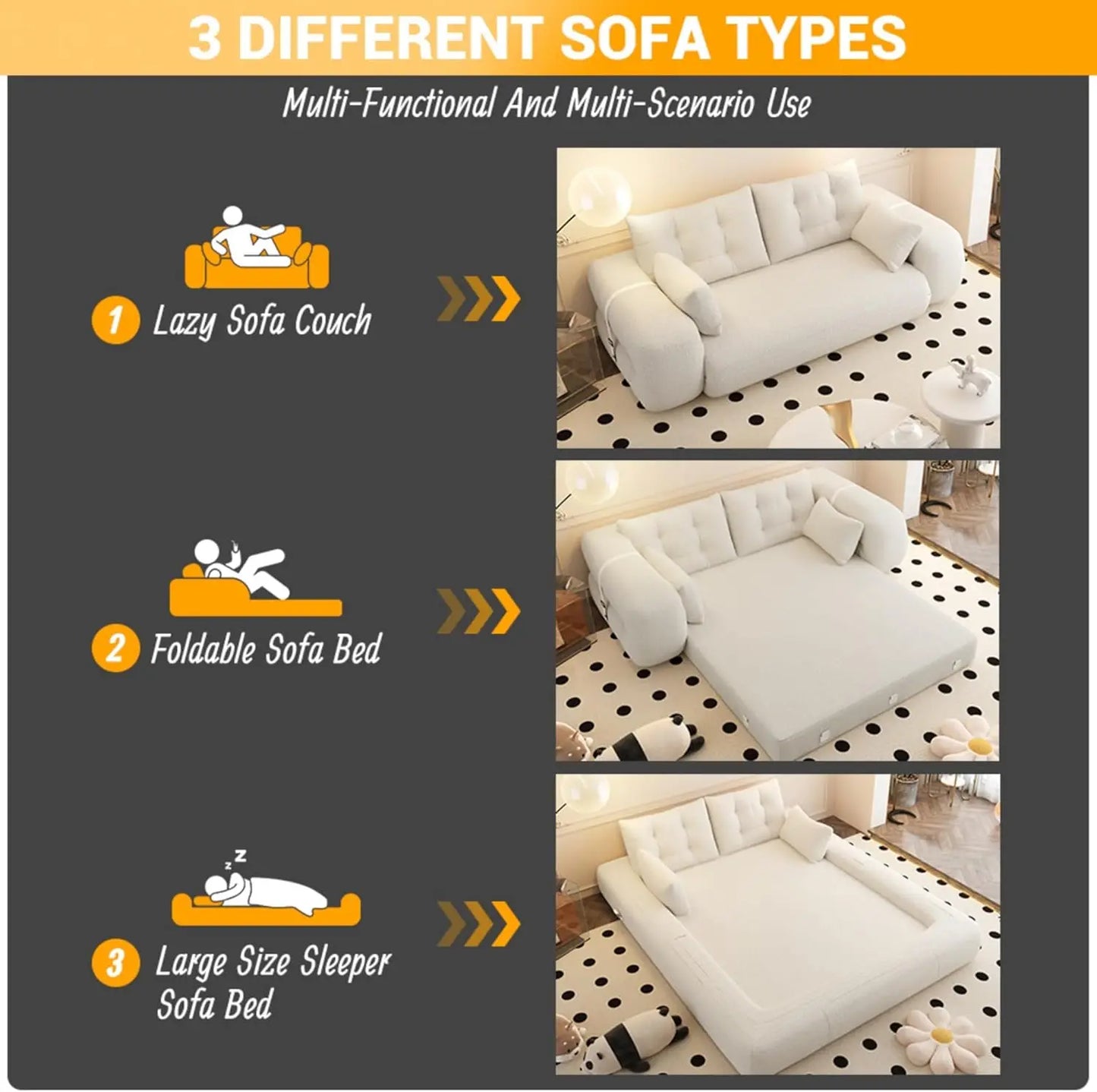 Ljustra Convertible Folding Sofa Bed Memory Foam Sleeper Couch