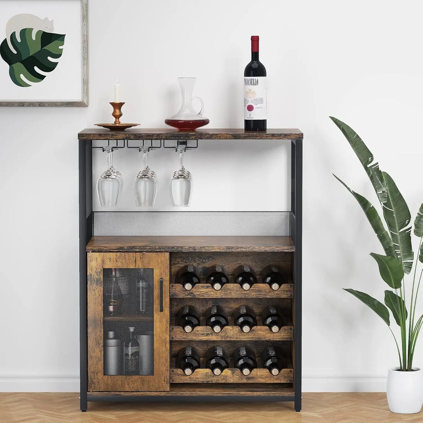 Wine Cabinet Large Storage Detachable Rack Industrial Sideboard Buffet