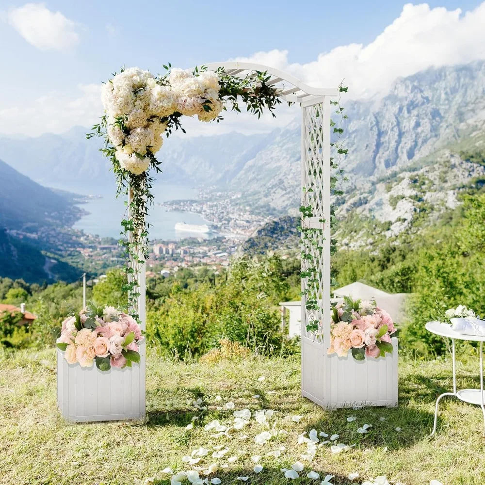 Moccha Wooden Garden Arbor Trellis Planter for Climbing Plants Outdoor