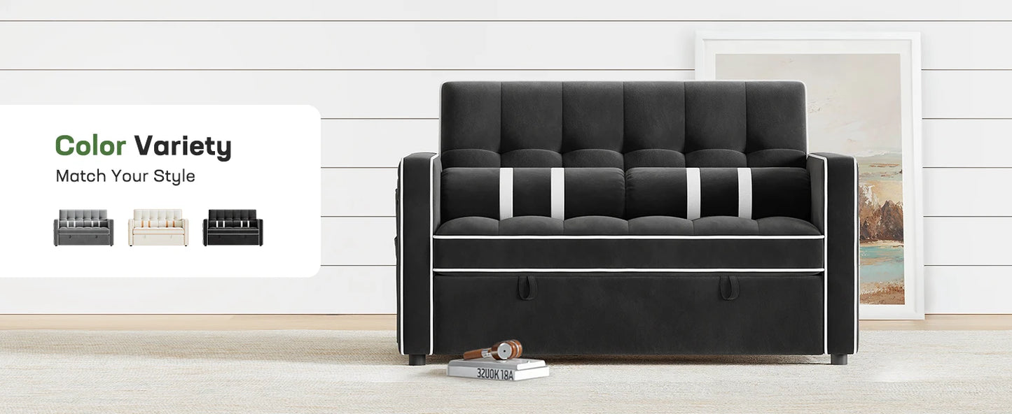 Ljustra 3-in-1 Sofa Bed with USB Charging Pull Out Couch Storage Pockets