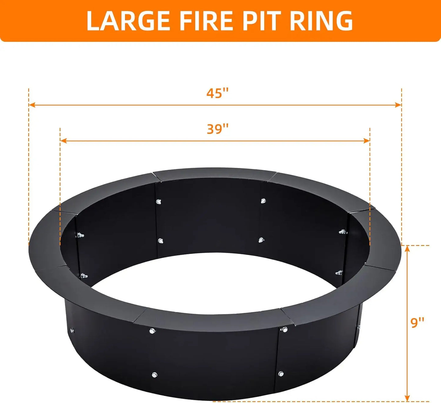 Fire Pit Ring Metal Steel Duty Round Fire Pit Insert Outdoor DIY