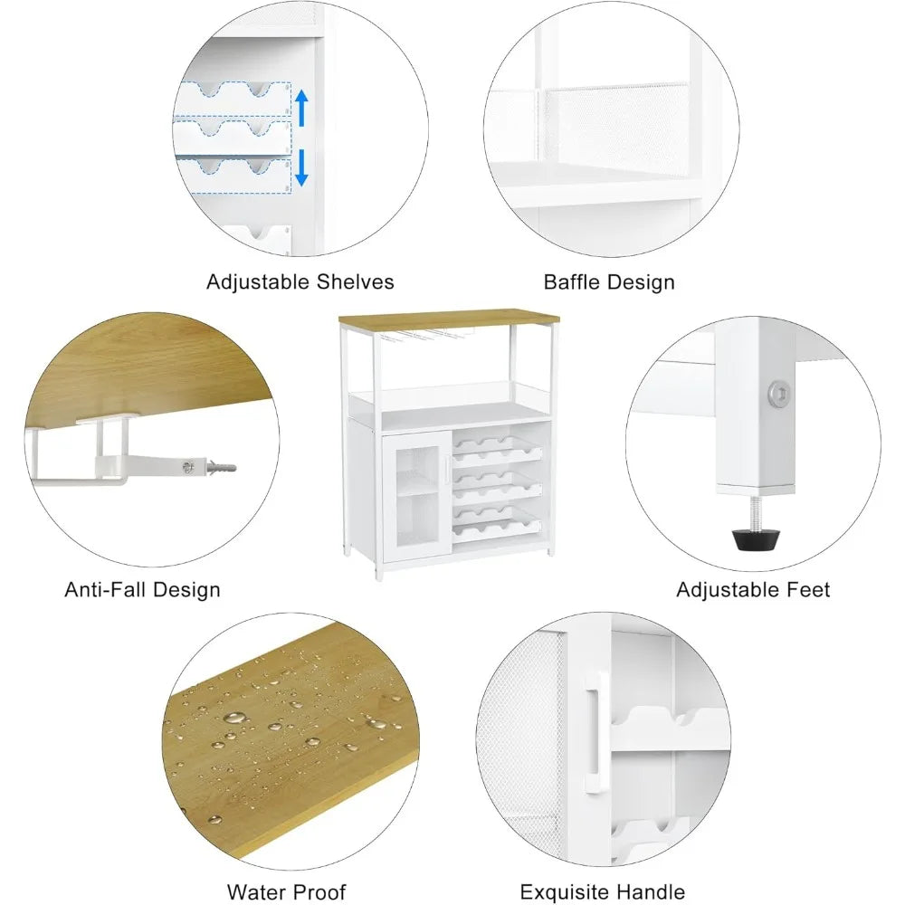 Wine Cabinet Large Storage Detachable Rack Industrial Sideboard Buffet