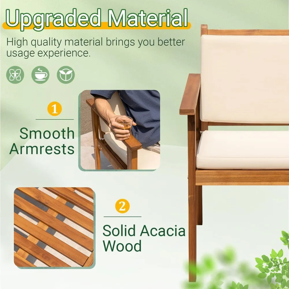 Ljustra Outdoor Patio Furniture 3 Piece Bistro Sofa Set Acacia Wood