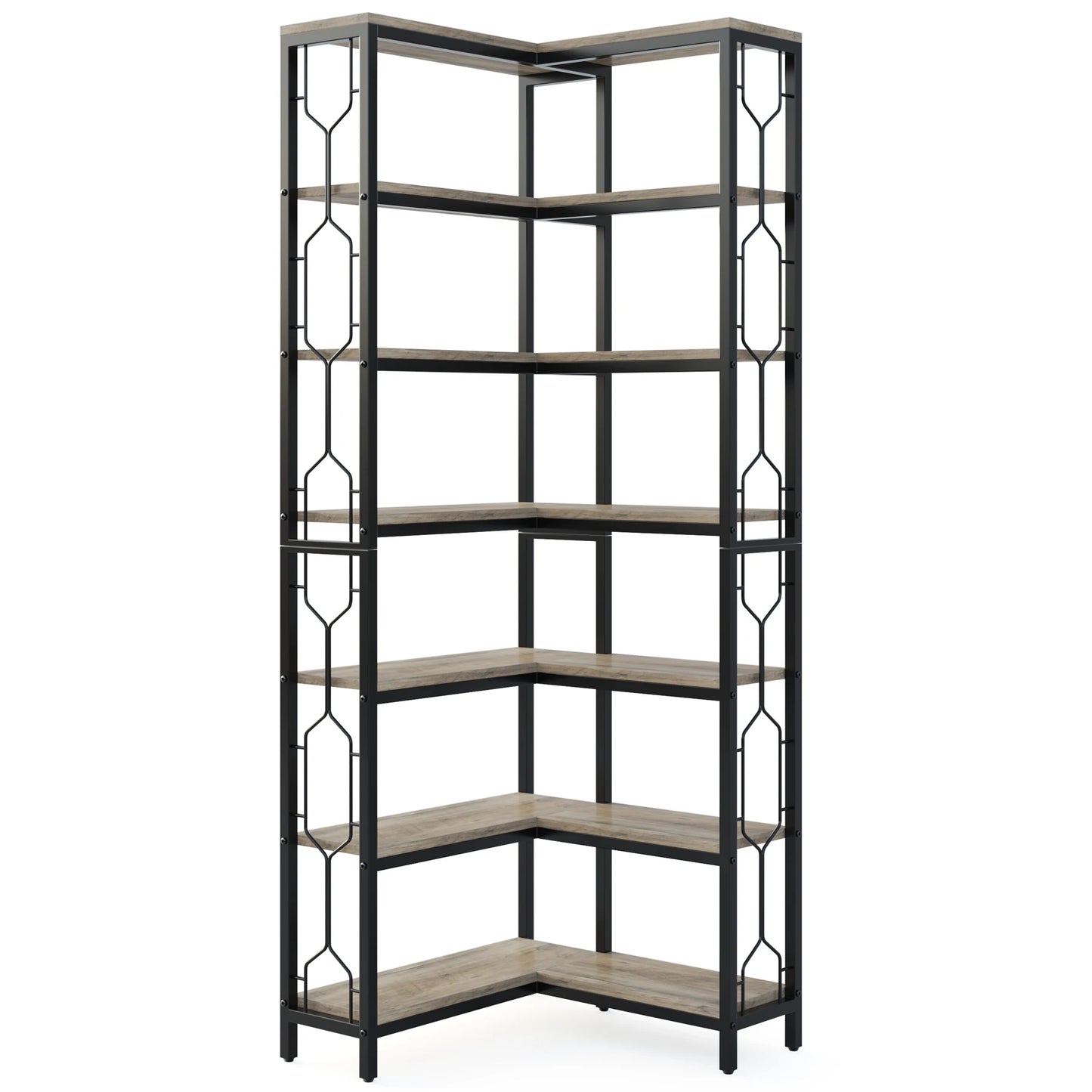 Ljustra 7-Shelf Corner Bookshelf Modern Corner Bookcase Storage Rack