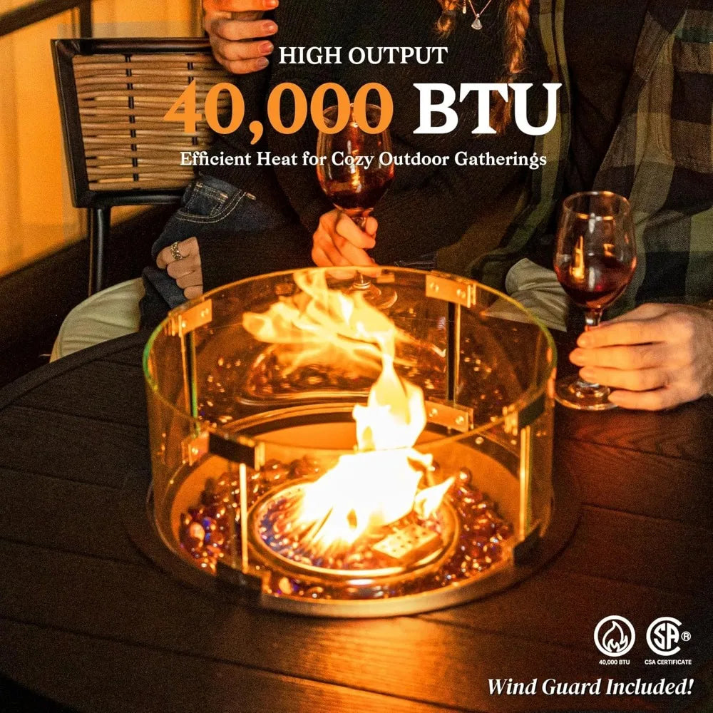 37 Inch Propane Fire Pit Table High Heat Round Gas Firepit Outdoor