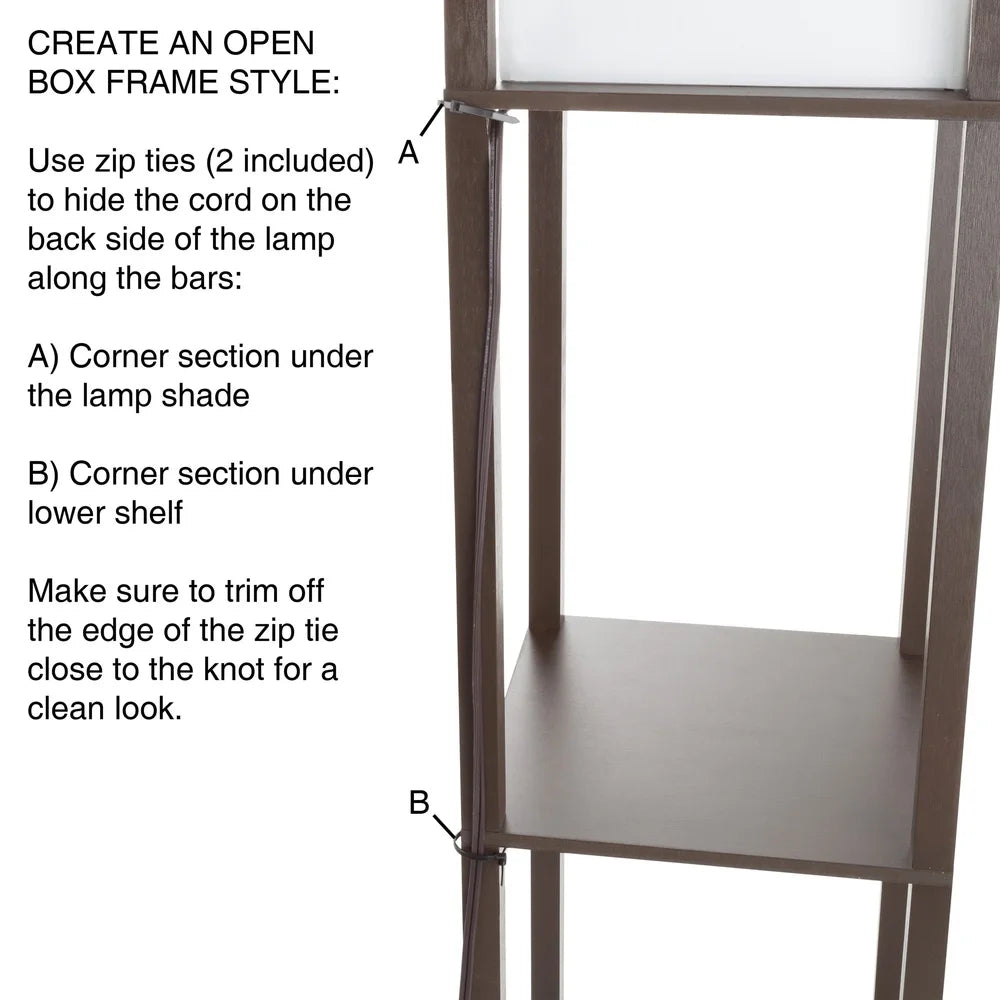 62 Inch LED Floor Lamp with 3 Tier Shelves for Living Room Bedroom Office