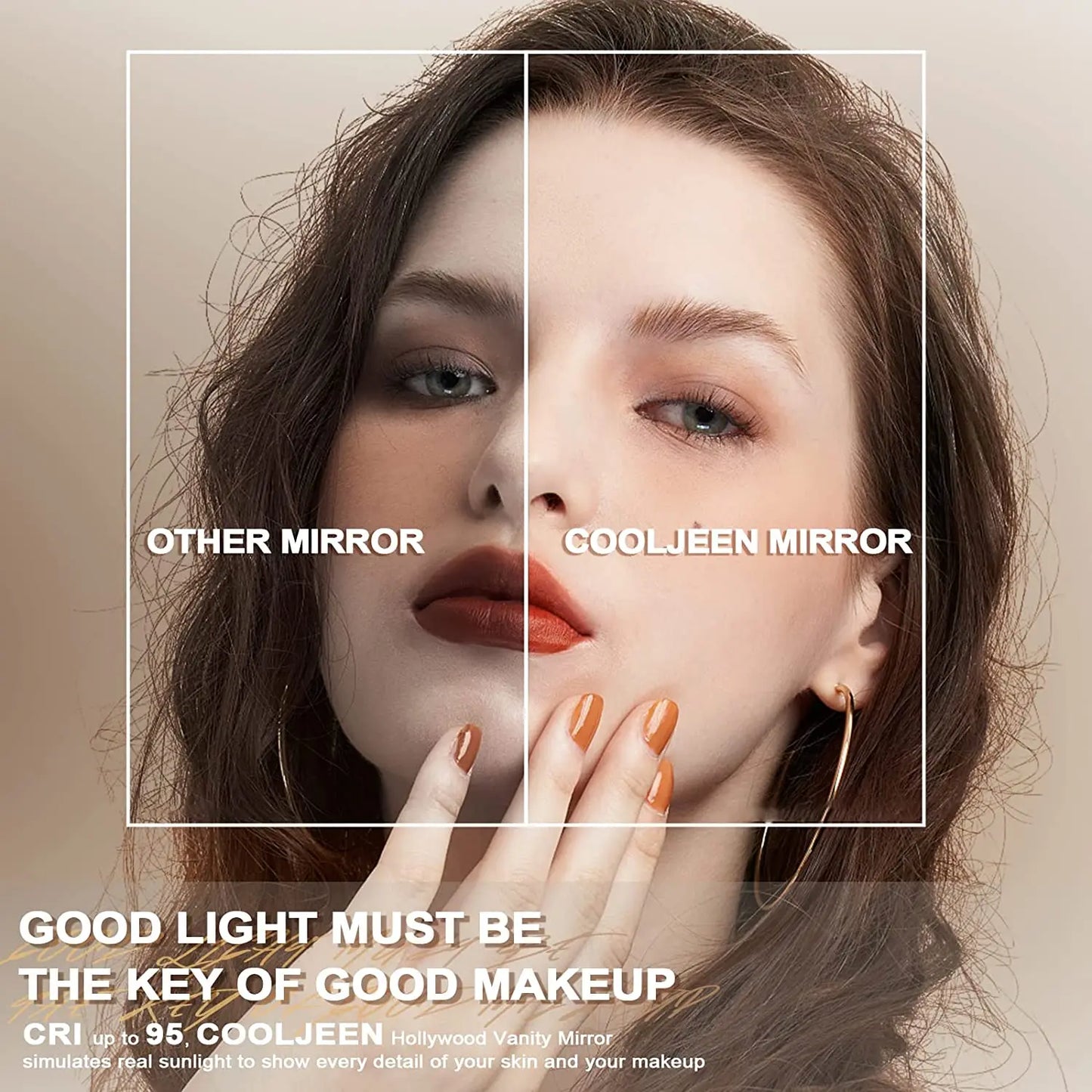 Large Hollywood Makeup Mirror with 18 LED Bulbs and USB Charging Port