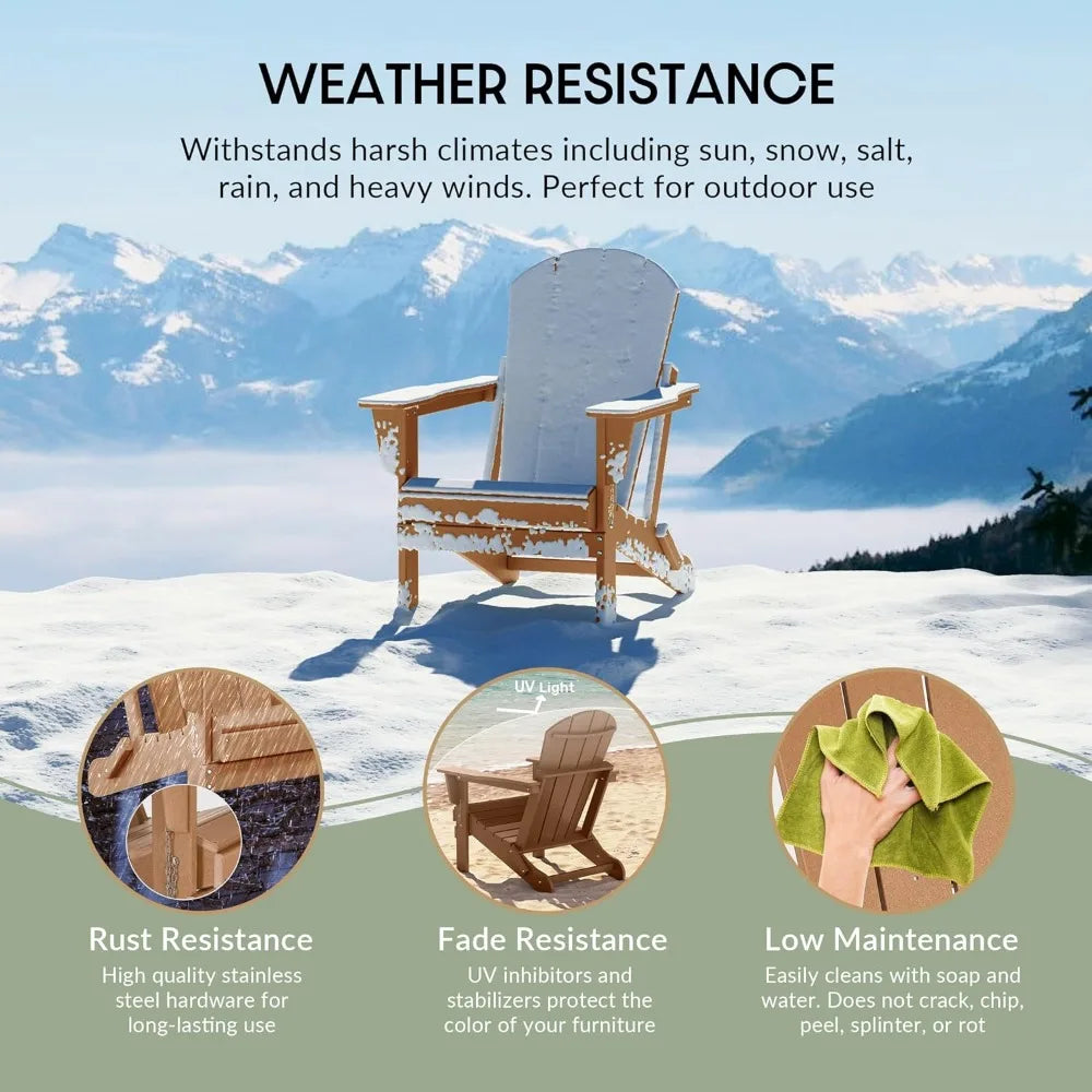 Malibu Outdoor Folding Adirondack Chair Set Durable Stylish Patio Seating