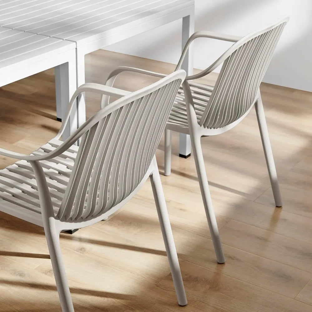 Modern Stackable Indoor Outdoor Plastic Dining Chairs Set Weather-Resistant