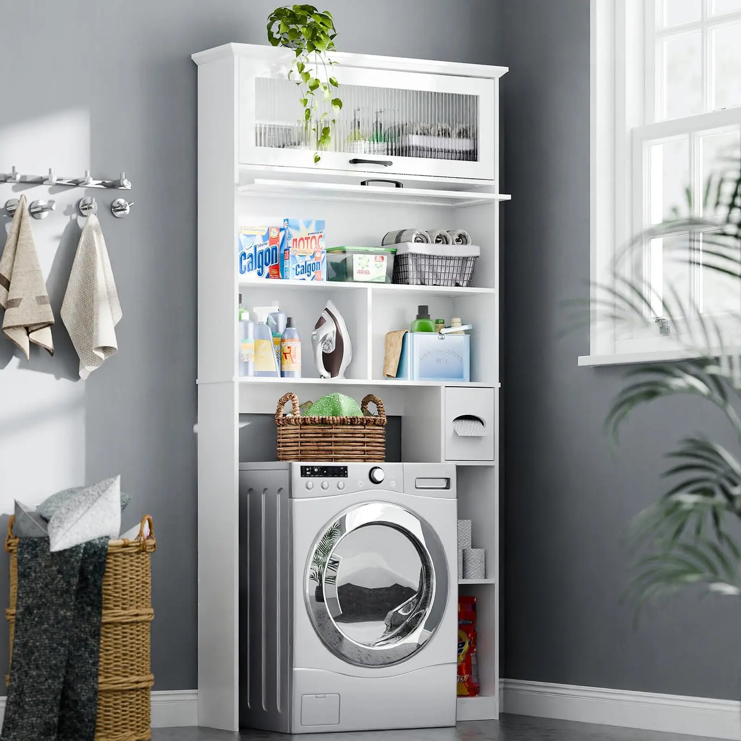 Vabches Over the Toilet Storage Cabinet Bathroom Organizer Wooden Rack