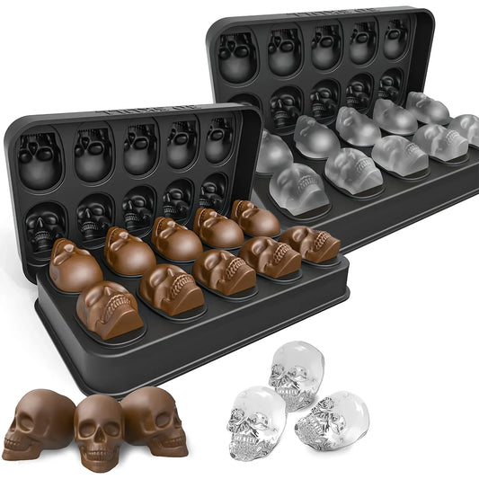 3D Skull Ice Cube Tray Silicone Mold for Whiskey Party Drinks