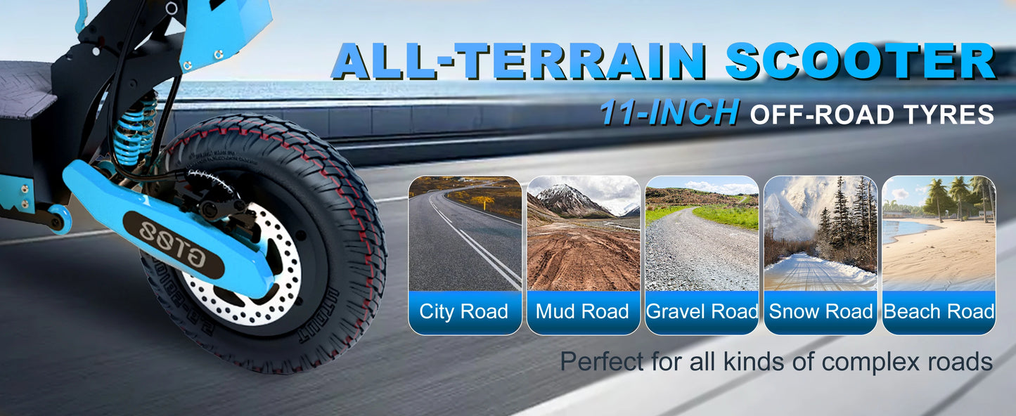 Ljustra GT08 Electric Scooter 5600W Dual Motor 46MPH 46Miles Off-Road